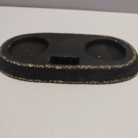 Vintage Folk Art Hand Painted Salt & Pepper Shakers + Toothpick Holder Pottery - Picture 9 of 15